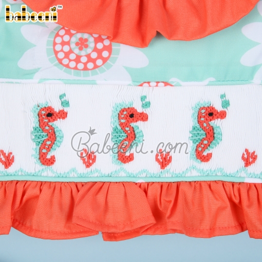 Sea horse hand smocked girl swimwear – BB3075A